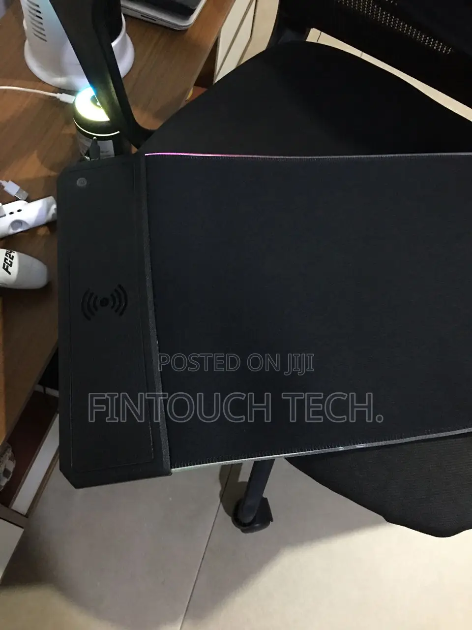 Large Mouse Pad With Wireless Charging Panel and RGB Lighting