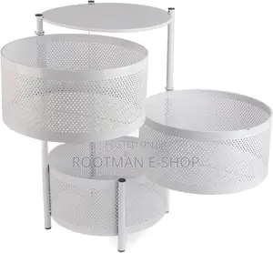 Three Tier Rotating Fruit Storage Rack With Wheels For Kitchen