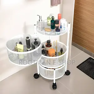 Set Of 2 Kitchen Storage Rack | 5-tier Round Storage Trolley Wheels