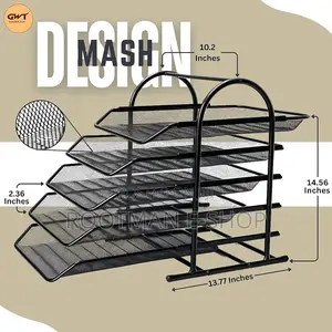 Black Metal Mesh 4-tier Document Tray Organizer For Office Or Home Use