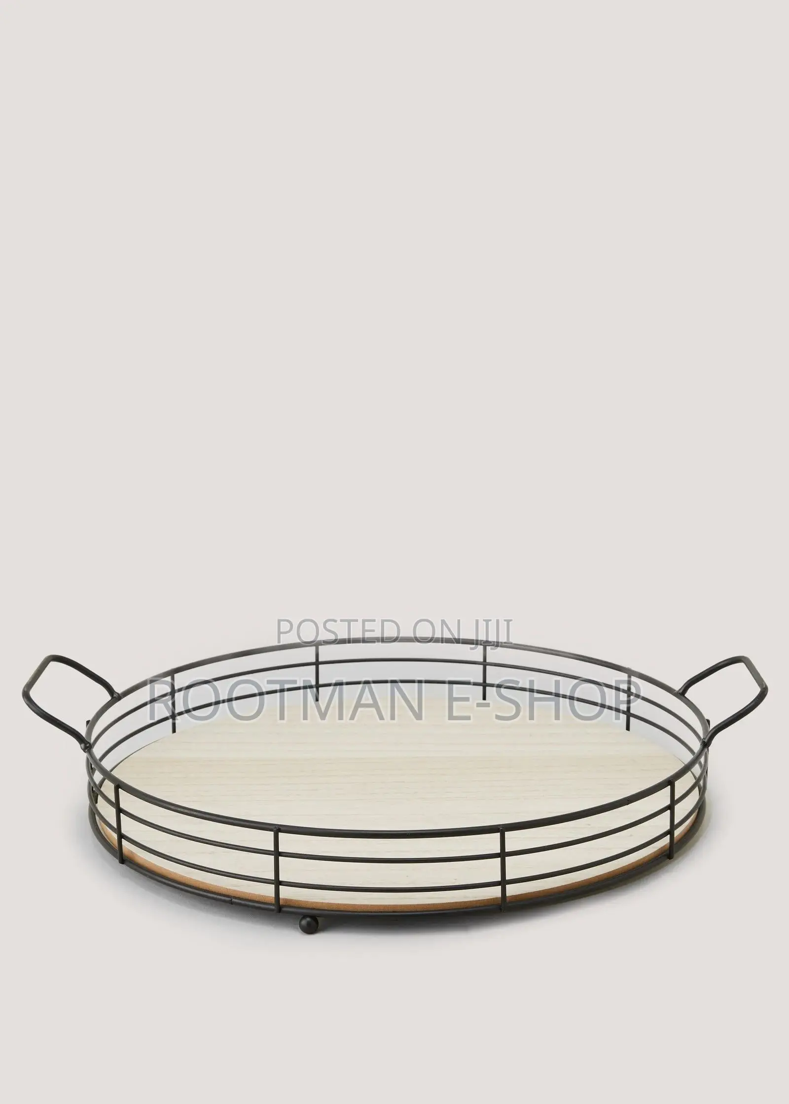 Metal Wood Handle Tray (34.5cm X 4.5cm)