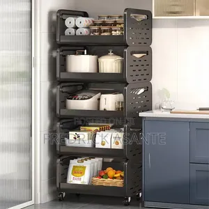 5-tier Kitchen Storage Rack With Wheels.