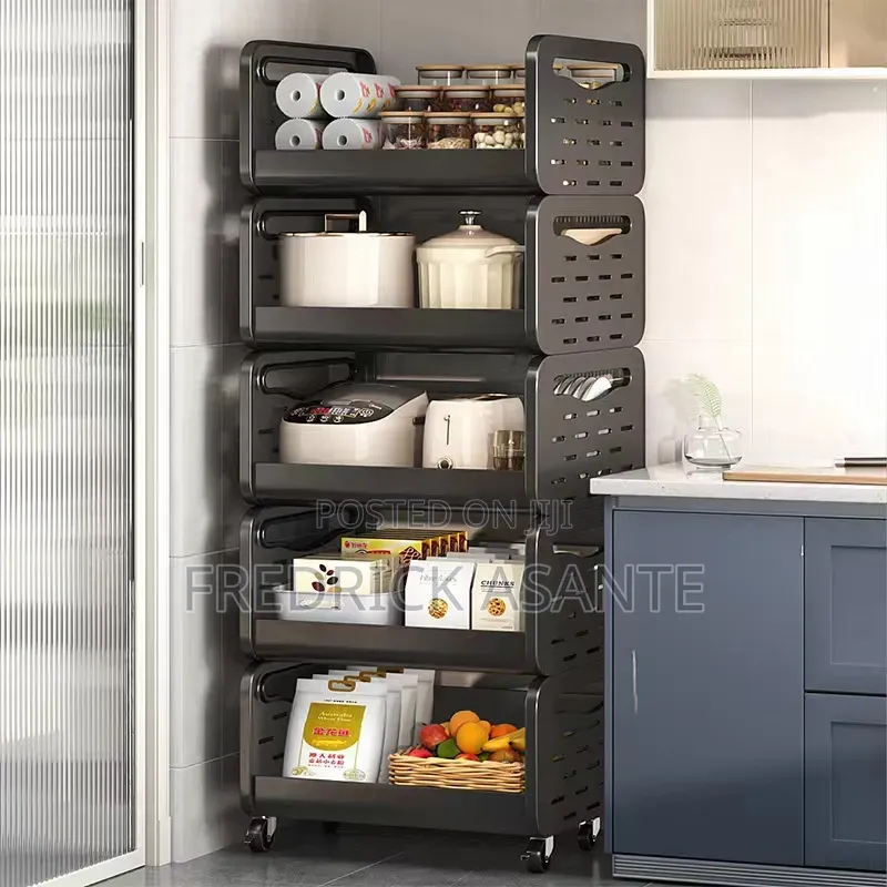 5-tier Kitchen Storage Rack With Wheels.
