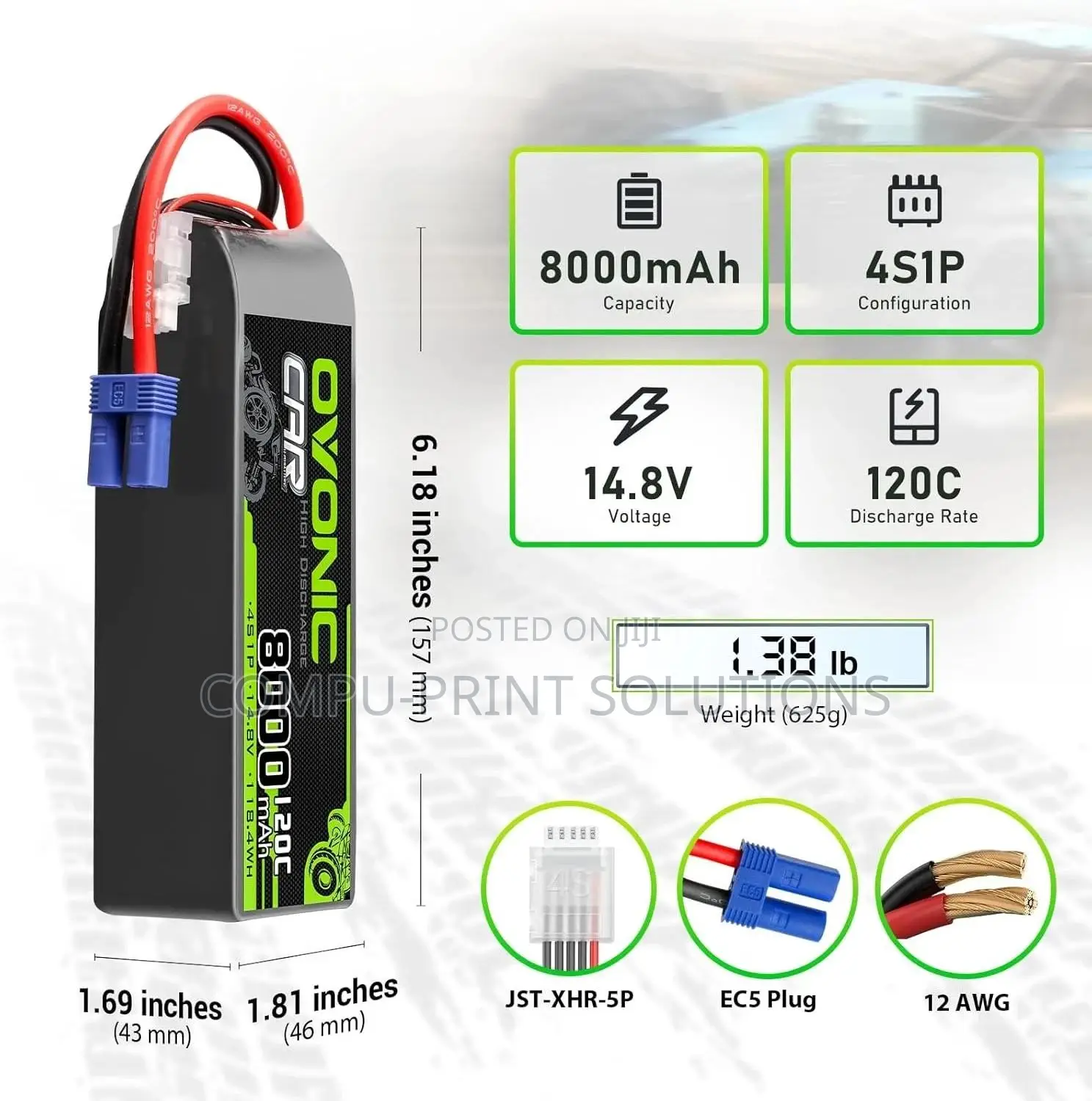 Ovonic 4s Lipo Battery 14.8v 8000mah 120c With Ec5 Connector