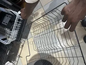 Stainless Steel Wire Frame Dish Drying Rack With Dual Cutlery Drip Cup