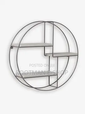 Metal Wire Wall Shelf Home Decor Black Floating Round Multi-Section