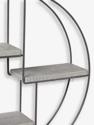 Metal Wire Wall Shelf Home Decor Black Floating Round Multi-Section