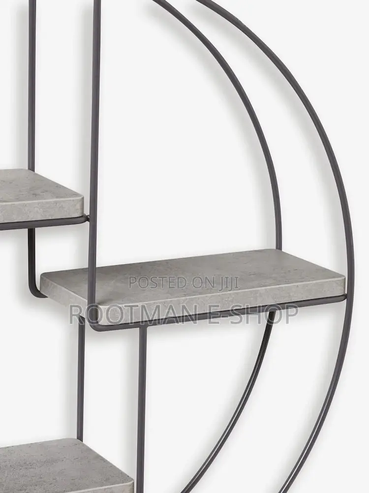 Metal Wire Wall Shelf Home Decor Black Floating Round Multi-Section