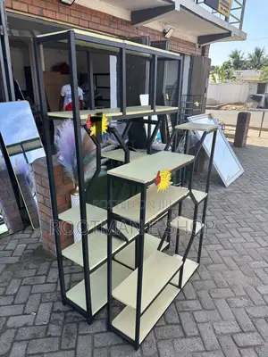 Vertical Open Back Display Shelving With Steel Frame And 10 Shelves,