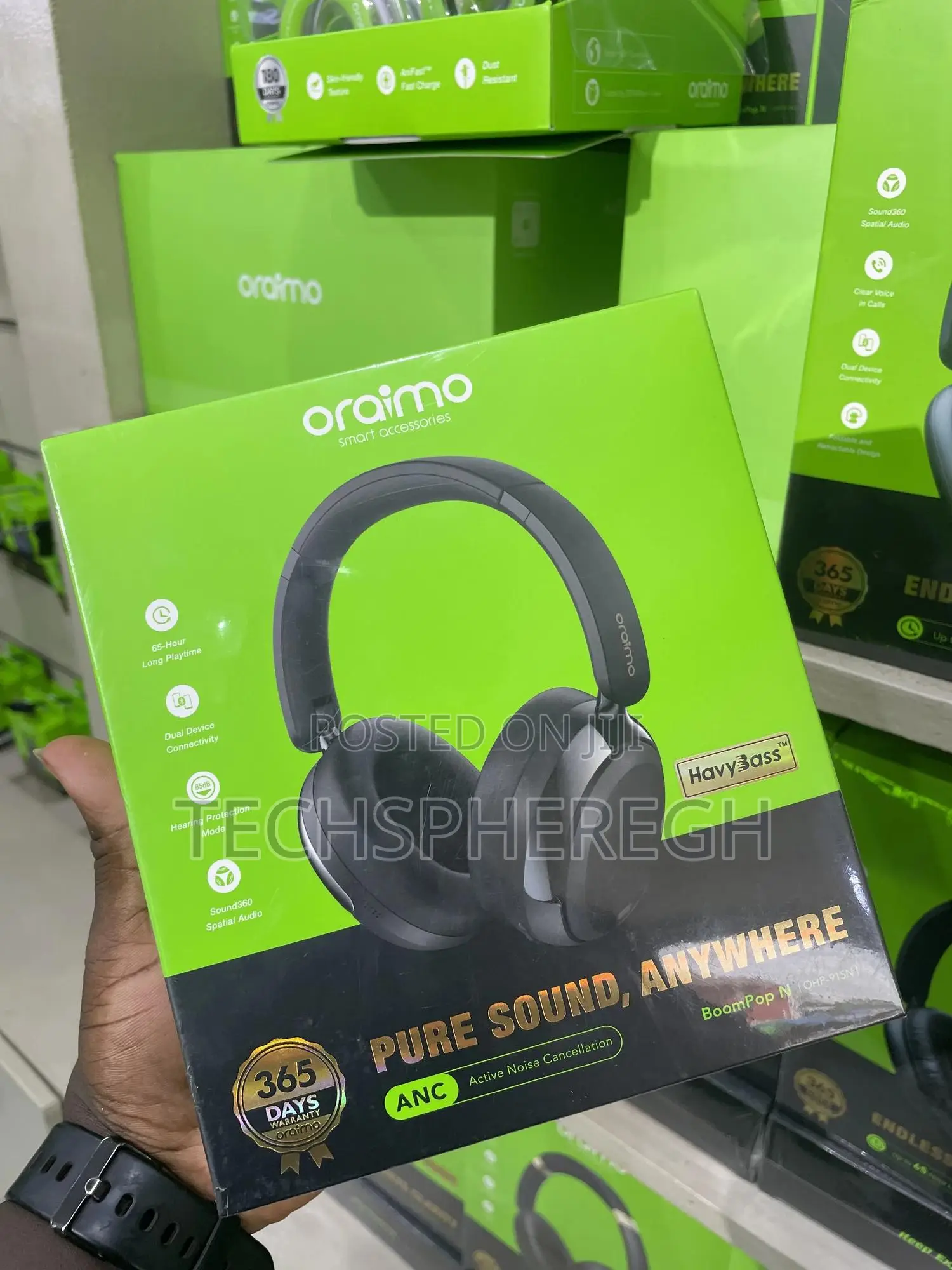 Brand New Oraimo Boompop N (Ohp-915n) – Anc, 65-Hr Battery, Havybass