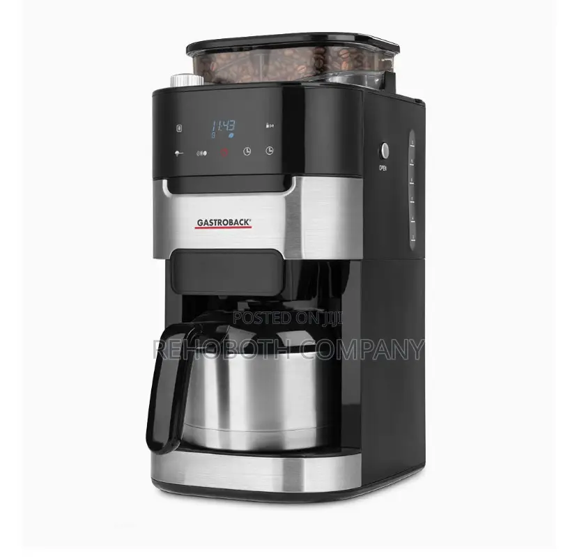 Gastroback Grind Brew Pro Thermo Coffee Maker, Silver, Black
