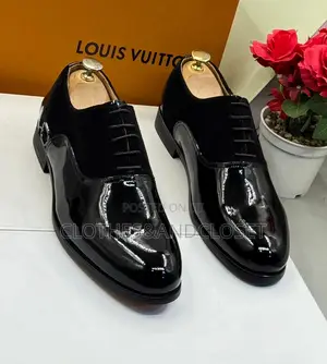 Black Patent Leather and Suede Formal Men's Shoes