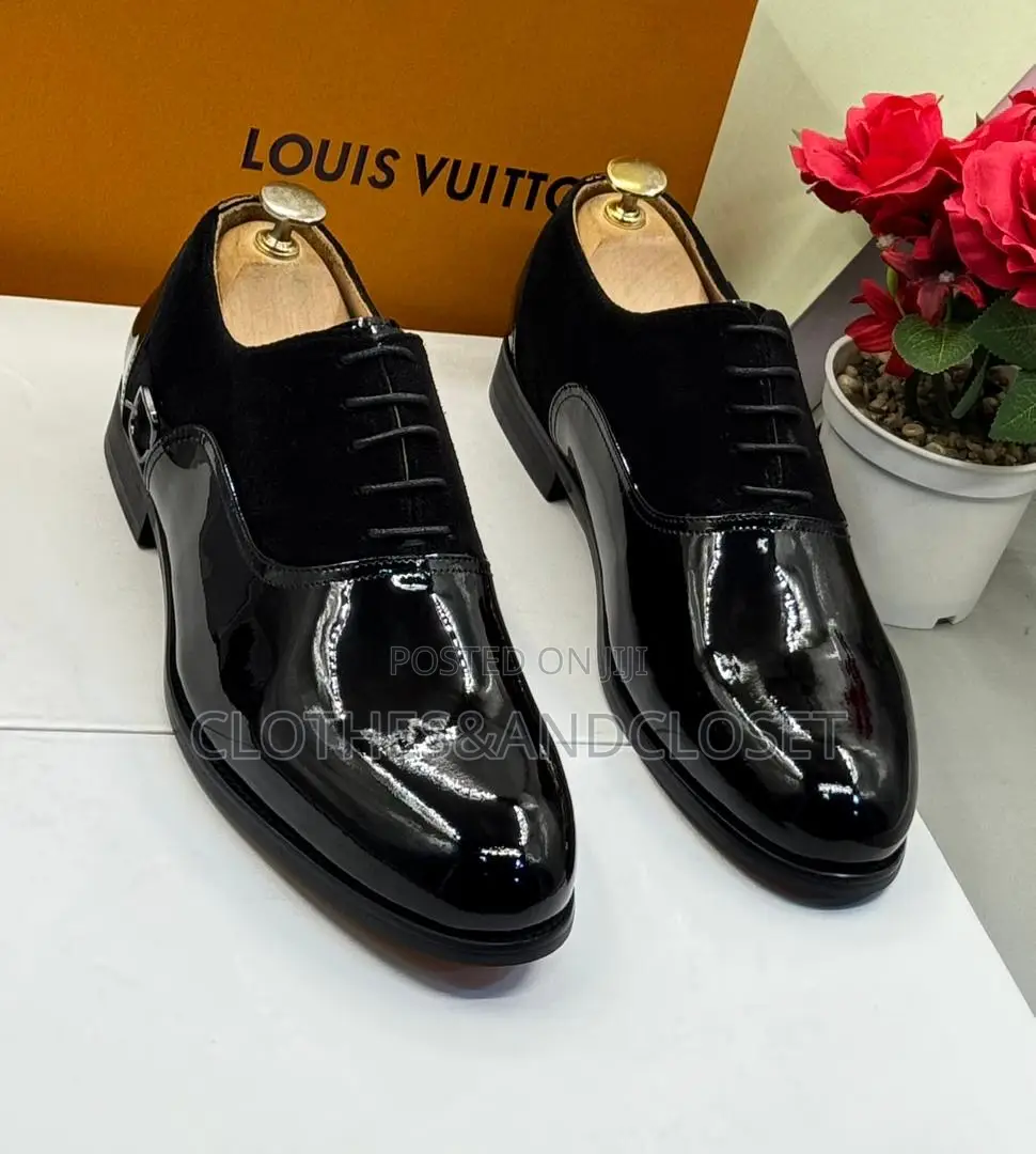 Black Patent Leather and Suede Formal Men's Shoes