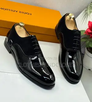 Black Patent Leather and Suede Formal Men's Shoes