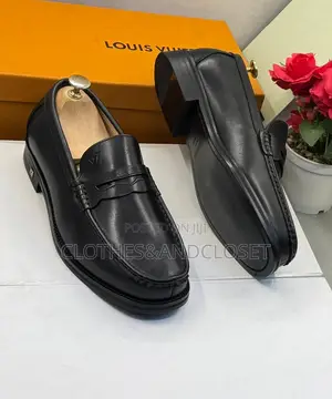 Louis Vuitton Men's Black Leather Loafers