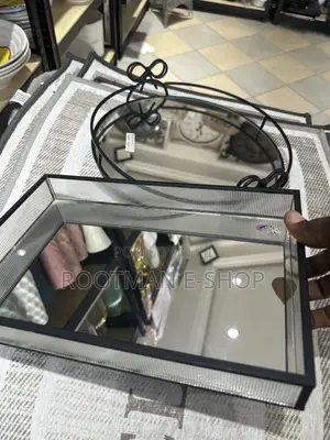 Decorative Mirrored Trays Featuring Textured Glass And Black Metal