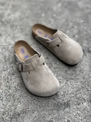 Boston Birkenstock Suede Soft Bed Taupe