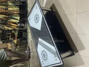 Modern Black White Geometric Tempered Glass Center Table
