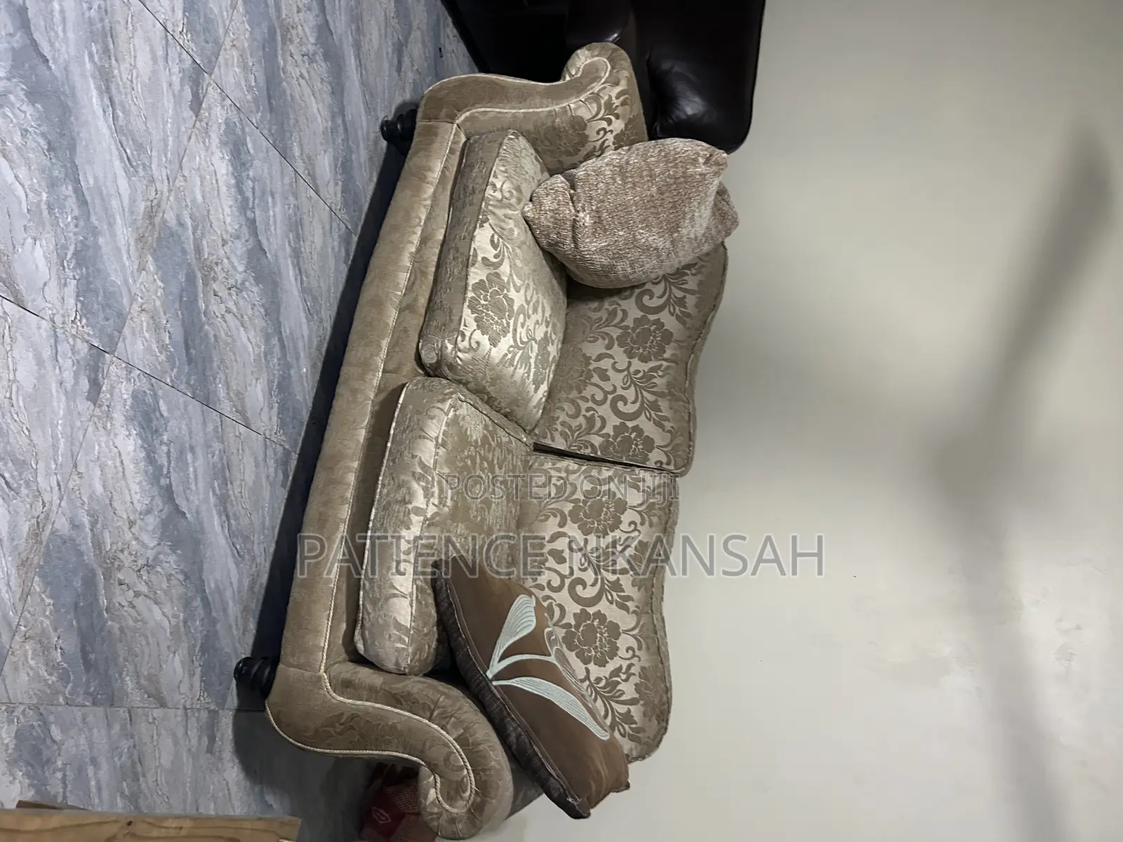 Uk Used Double Seater Sofa. Gold Color