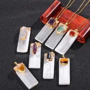 Natural Crystal Selenite Pendant Necklaces