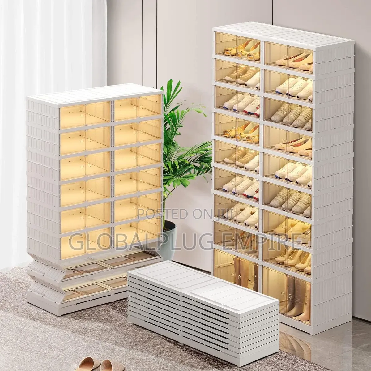 Portable Plastic Shoe Rack For 18-36 Pairs Easy Assembly
