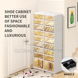 Portable Plastic Shoe Rack For 18-36 Pairs Easy Assembly