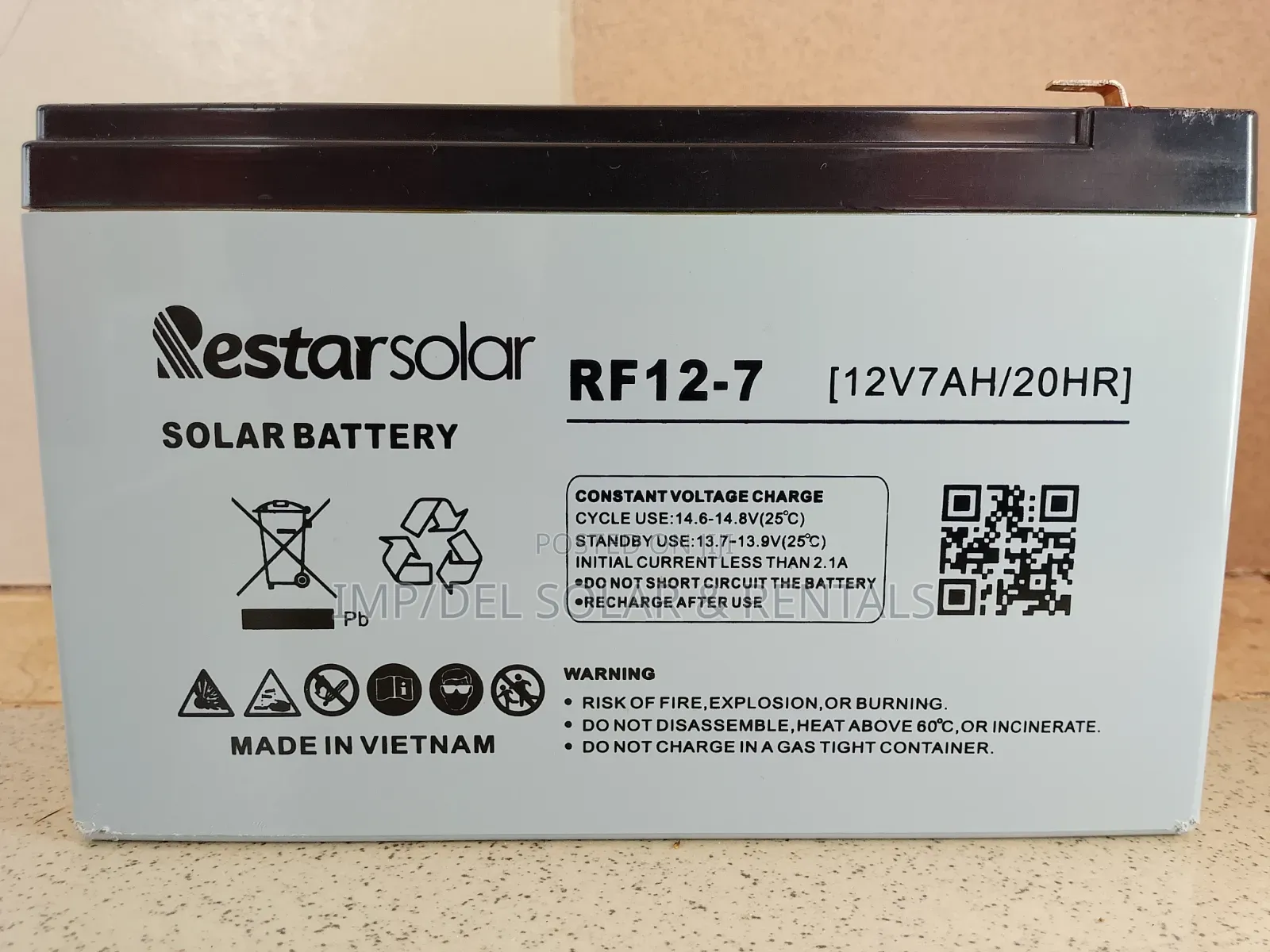 12v 7ah Gel Solar Battery, Motorcycle, Ups, Energizer System Battery
