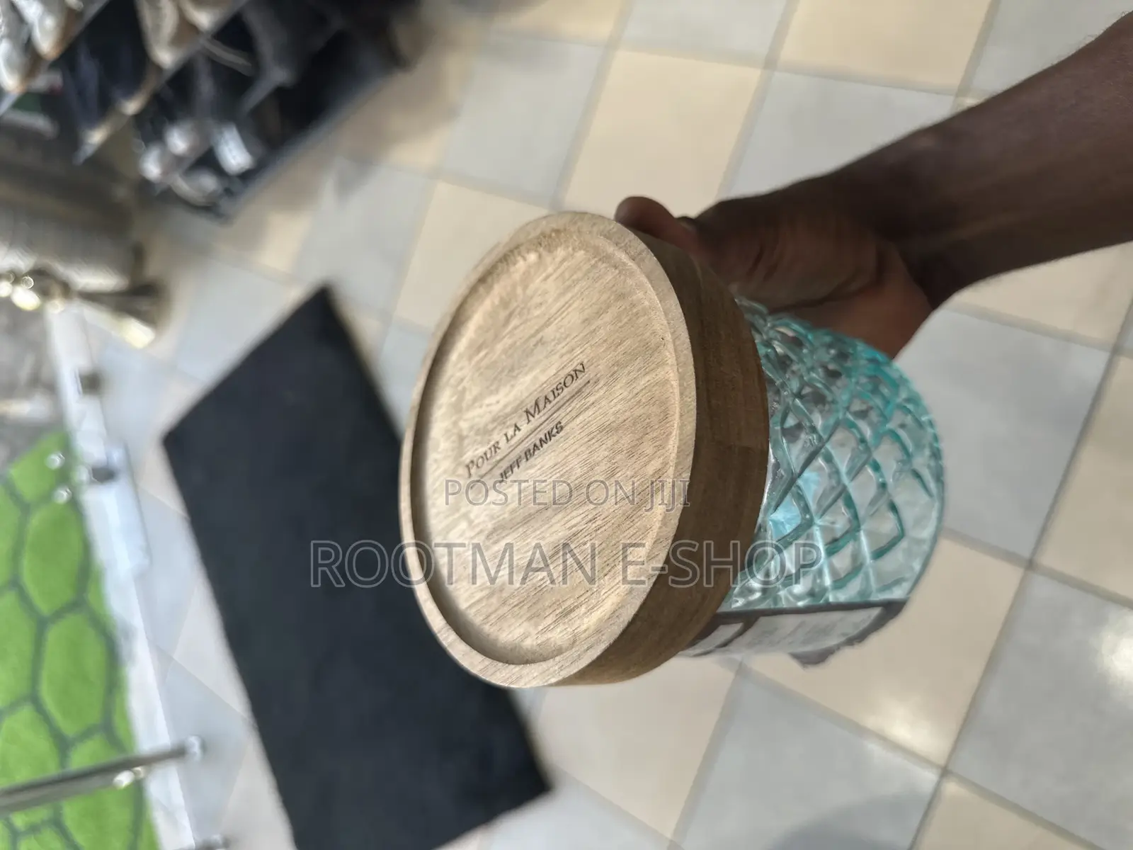 Pour La Maison 800ml Glass Canister With Diamond Pattern Acacia Wood