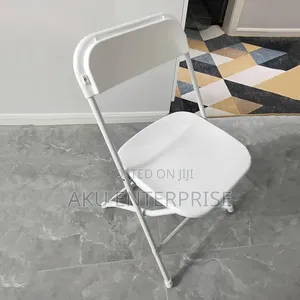Foldable Chair Flat Back White Potable