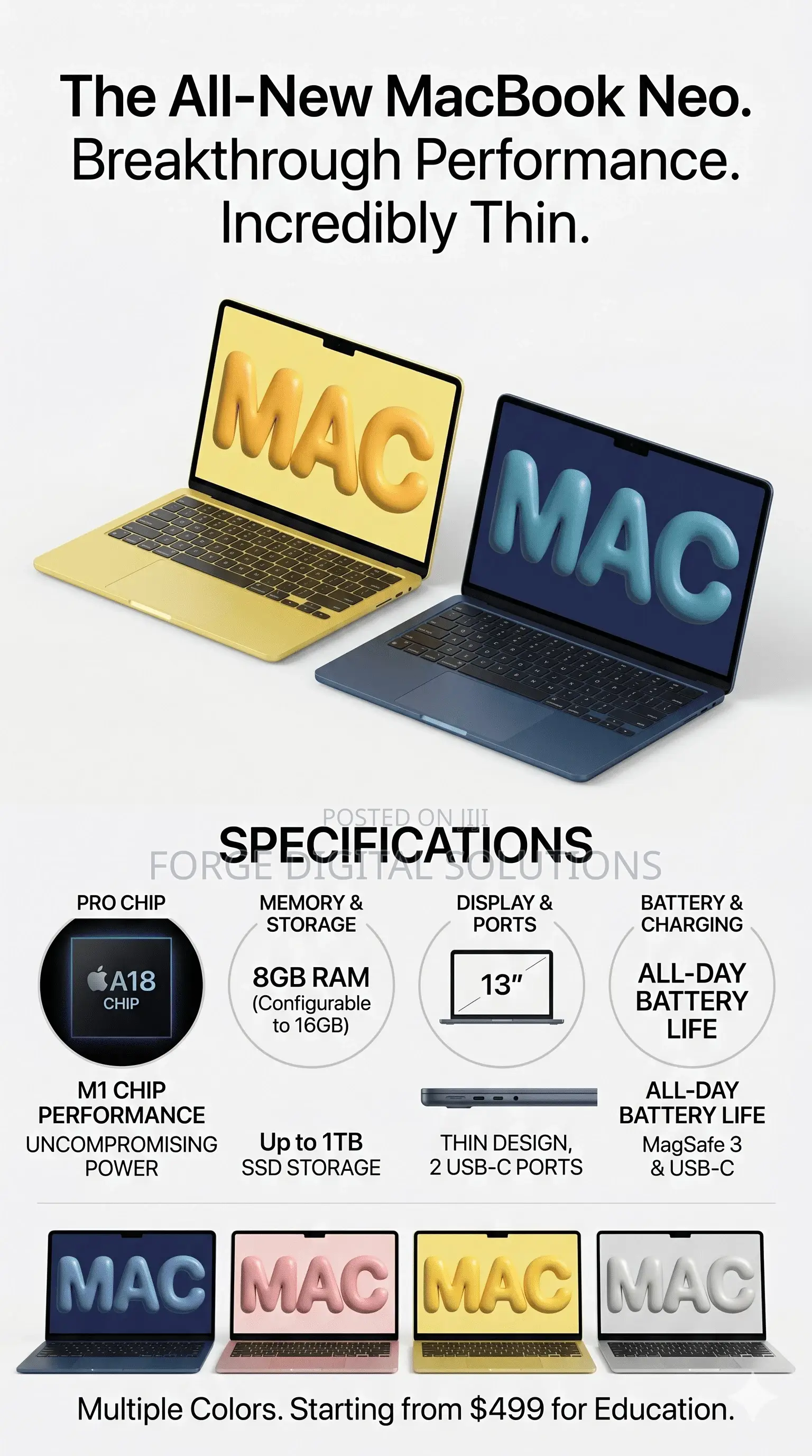New Laptop Apple MacBook Neo 2026 8GB SSD 256GB