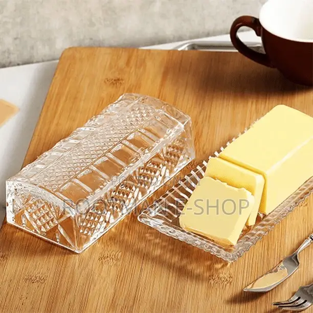 Crystal Covered Butter Dish,8inch Classic Glass 2-Piece Design