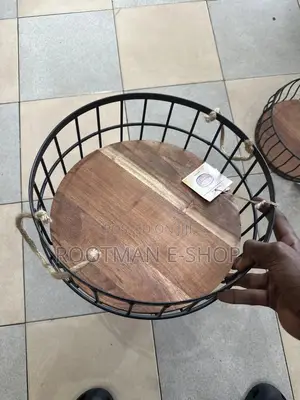 Wire Baskets With Wooden Base And Handles