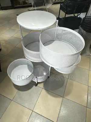 Three Tier Rotating Fruit Storage Rack With Wheels For Kitchen