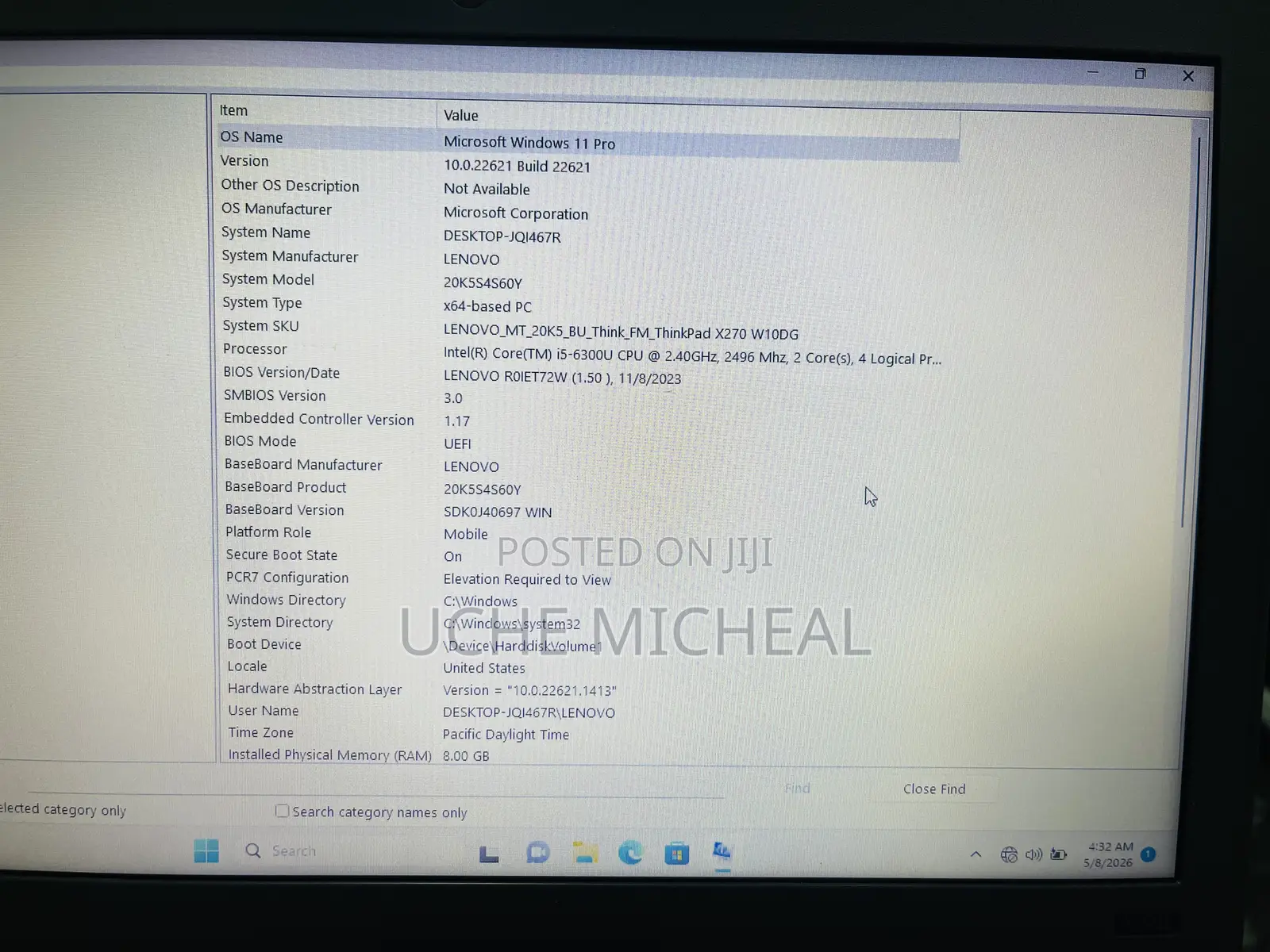 Laptop Lenovo ThinkPad X270 8GB Intel Core i5 SSD 256GB
