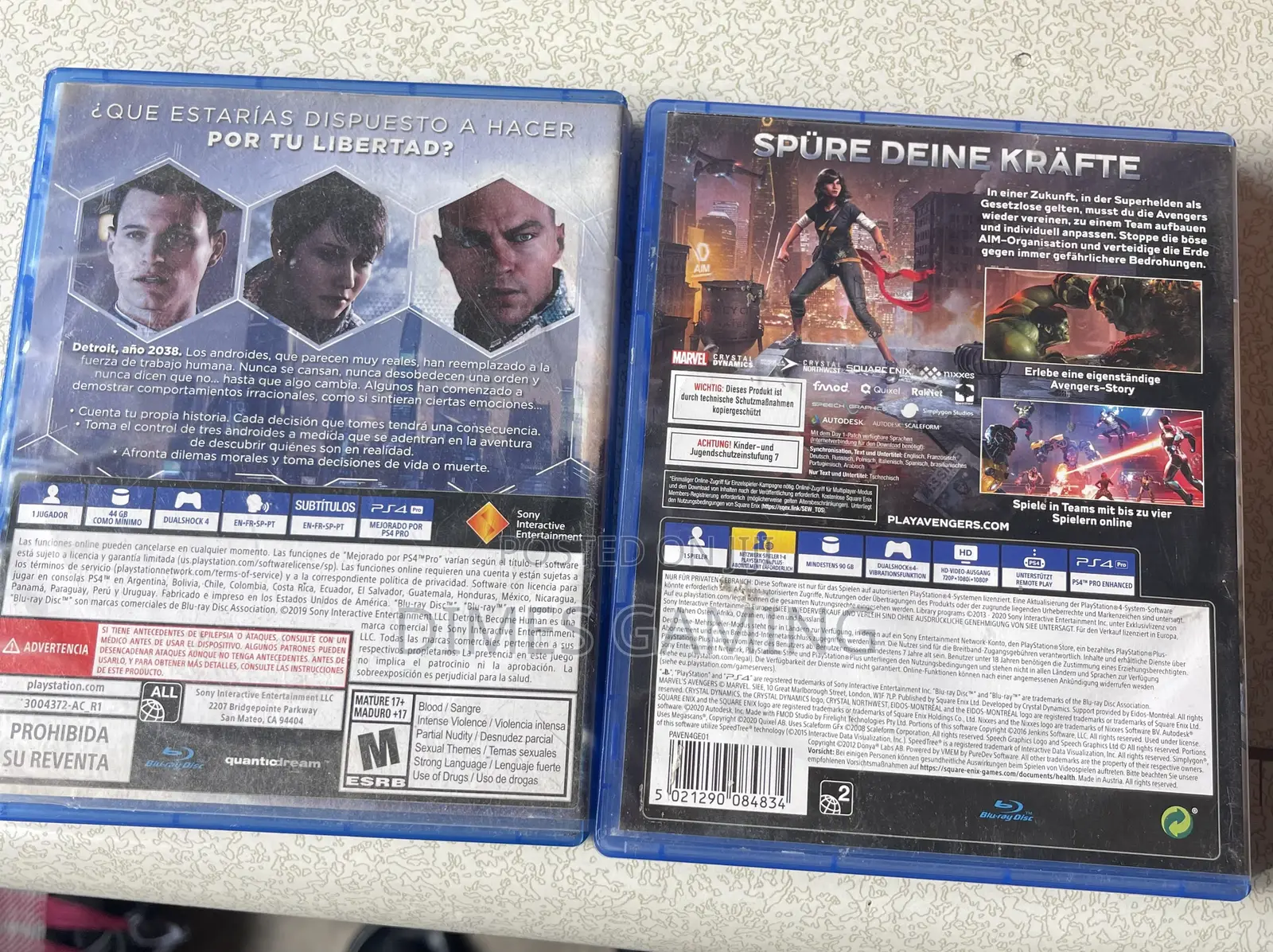 Detroit Become Human and Marvel Avengers Ps4 Disc