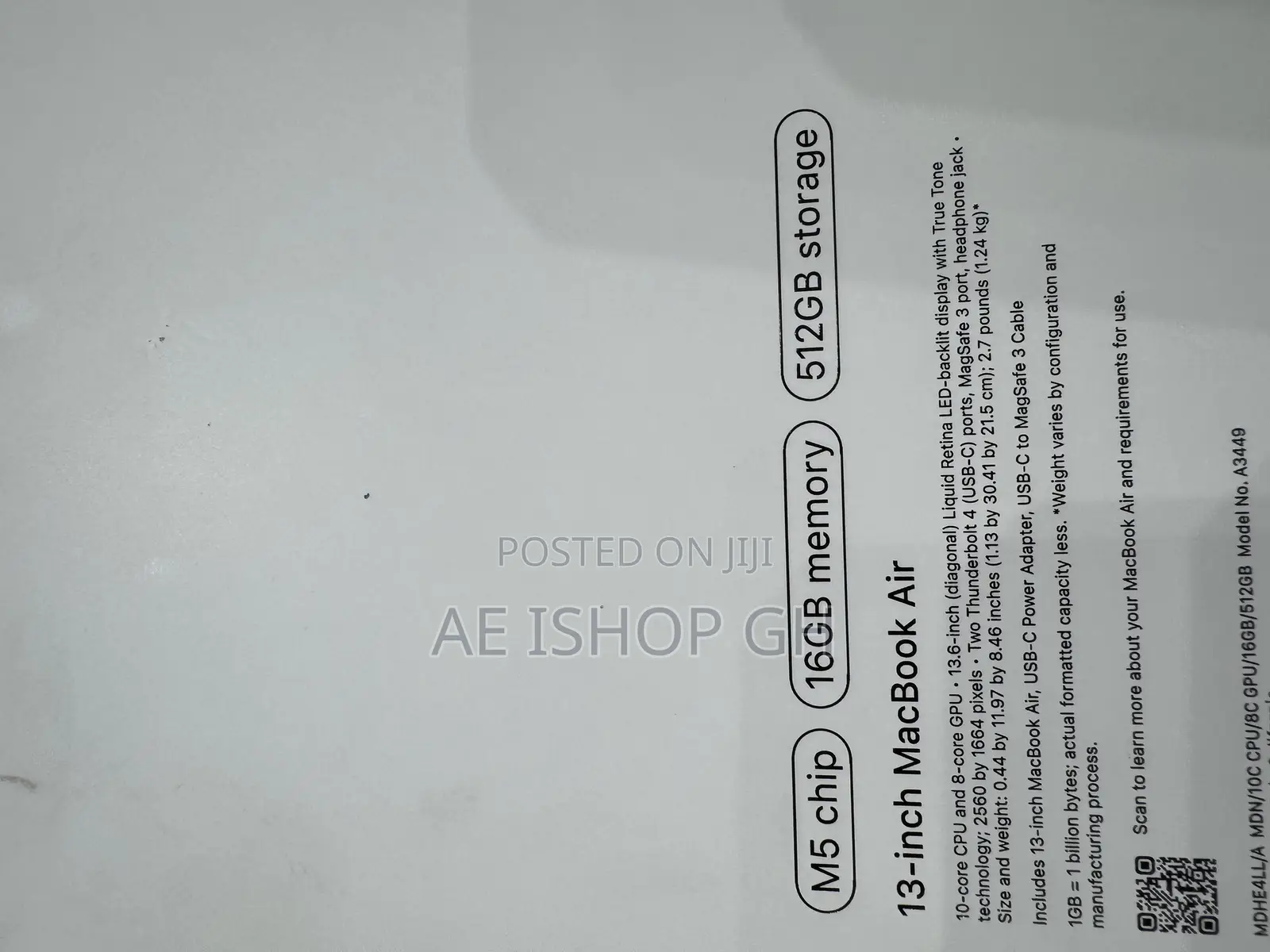 New Laptop Apple MacBook Air 2026 M5 13-inch 16GB Apple M5 SSD 512GB