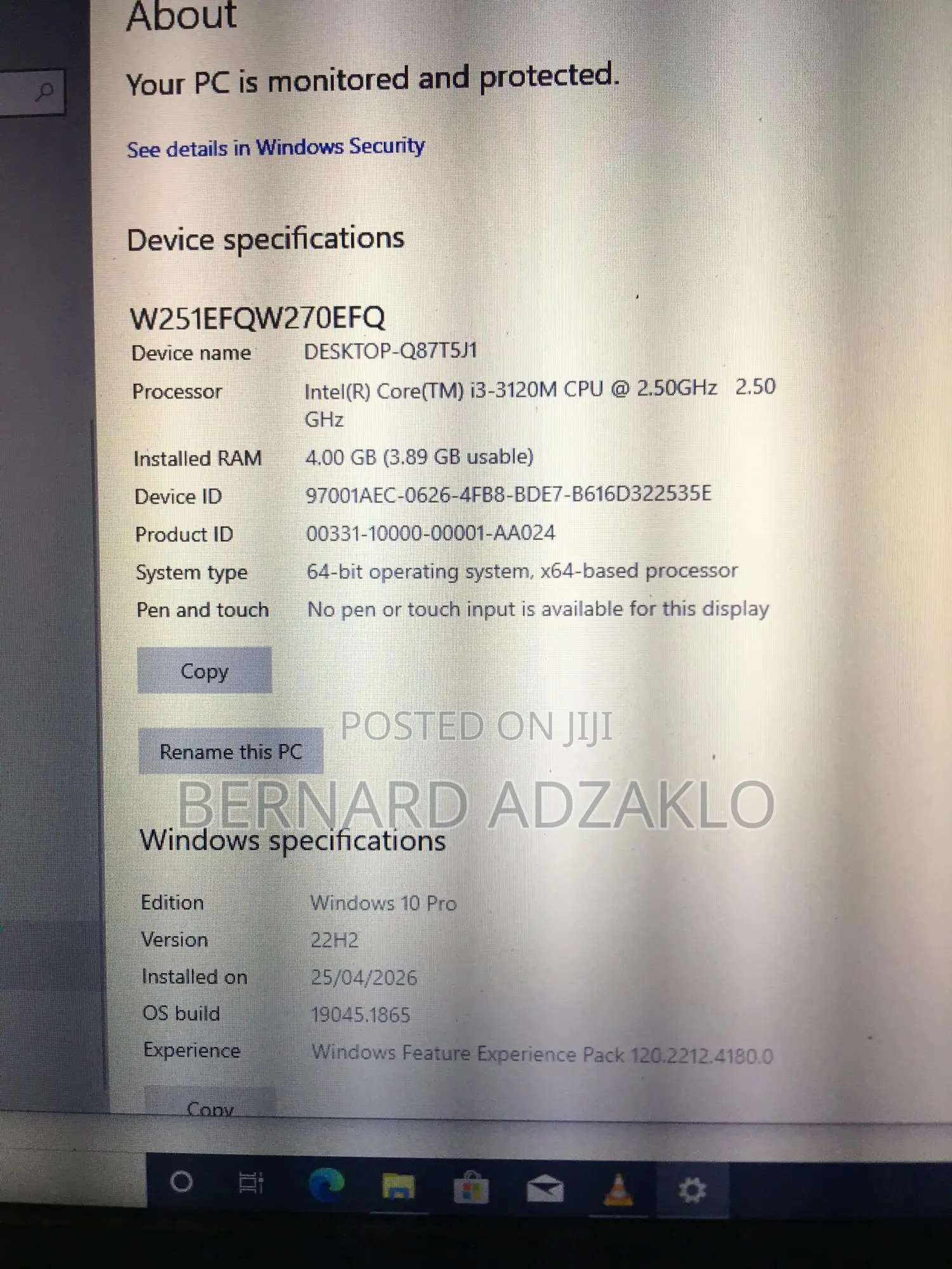 Laptop 4GB Intel Core i3 HDD 500GB
