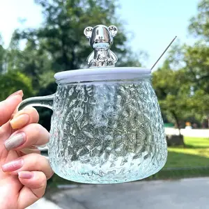 Glass Coffee Cup With Straw and Spoon