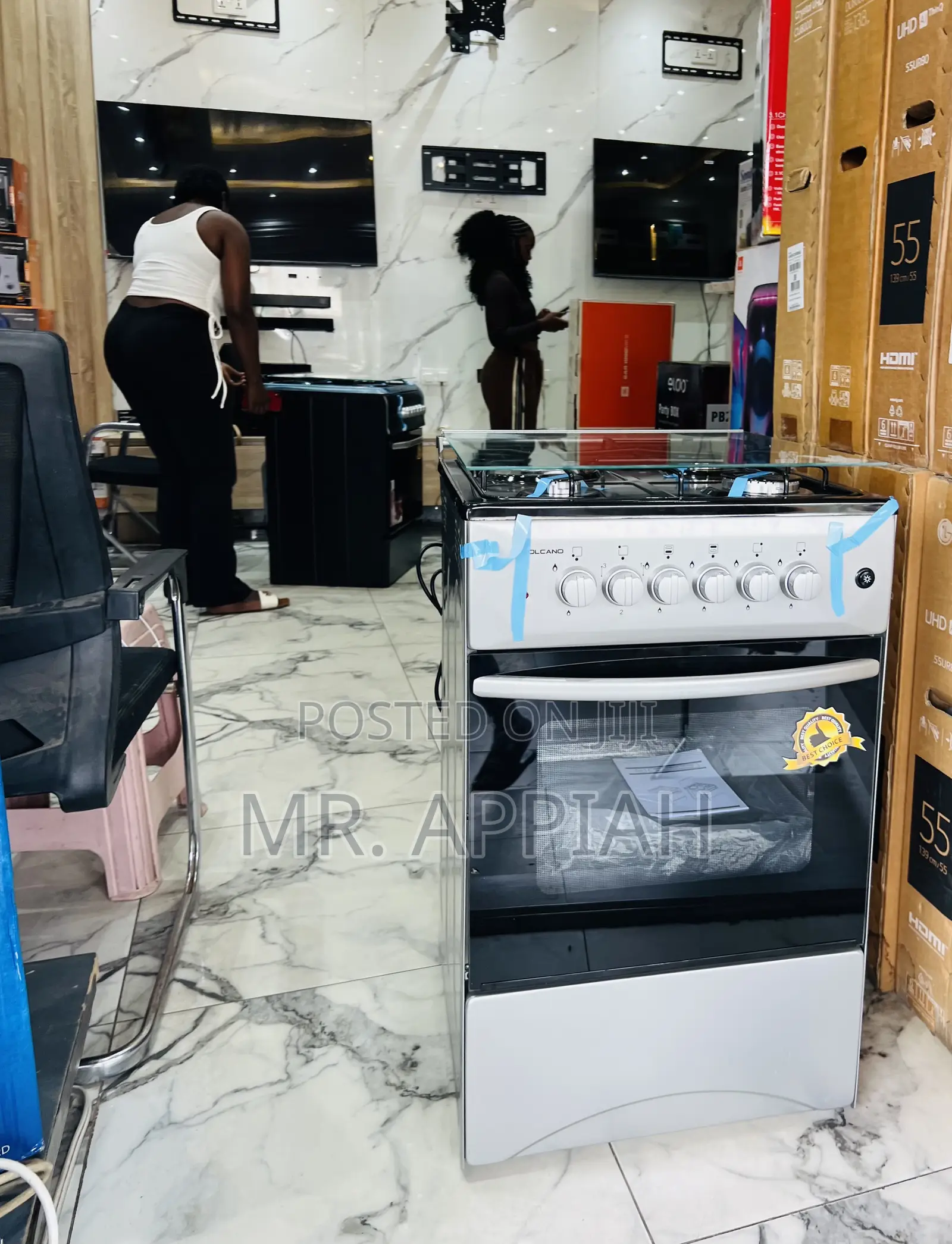 Brand New Volcano 50x50 Freestanding 3 Gas With 1 Electric Cooker,Gray