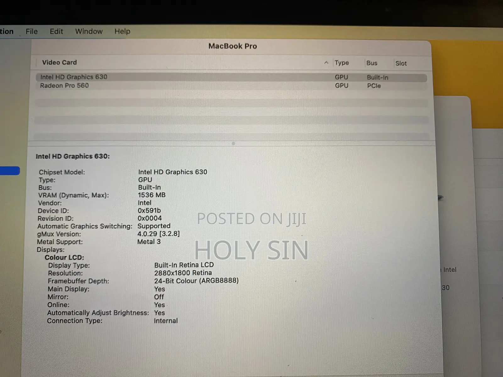 Laptop Apple MacBook Pro 2017 16GB Intel Core i7 SSD 500GB