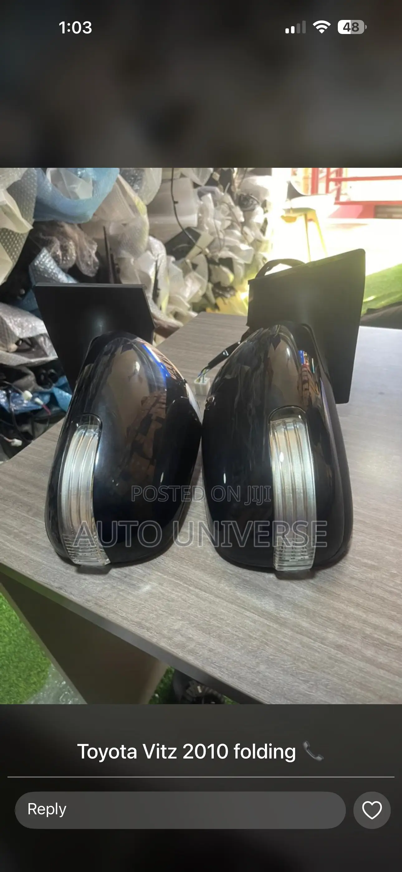 Toyota Vitz 2008 to 2010 Mirror With Folding and Light