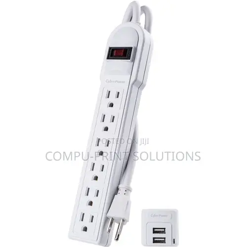 Cyberpower 6-Outlet Surge Protector With 2 Usb-a Ports (White)