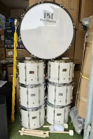 Pro-Musica 7pcs Marching Drum Set - White