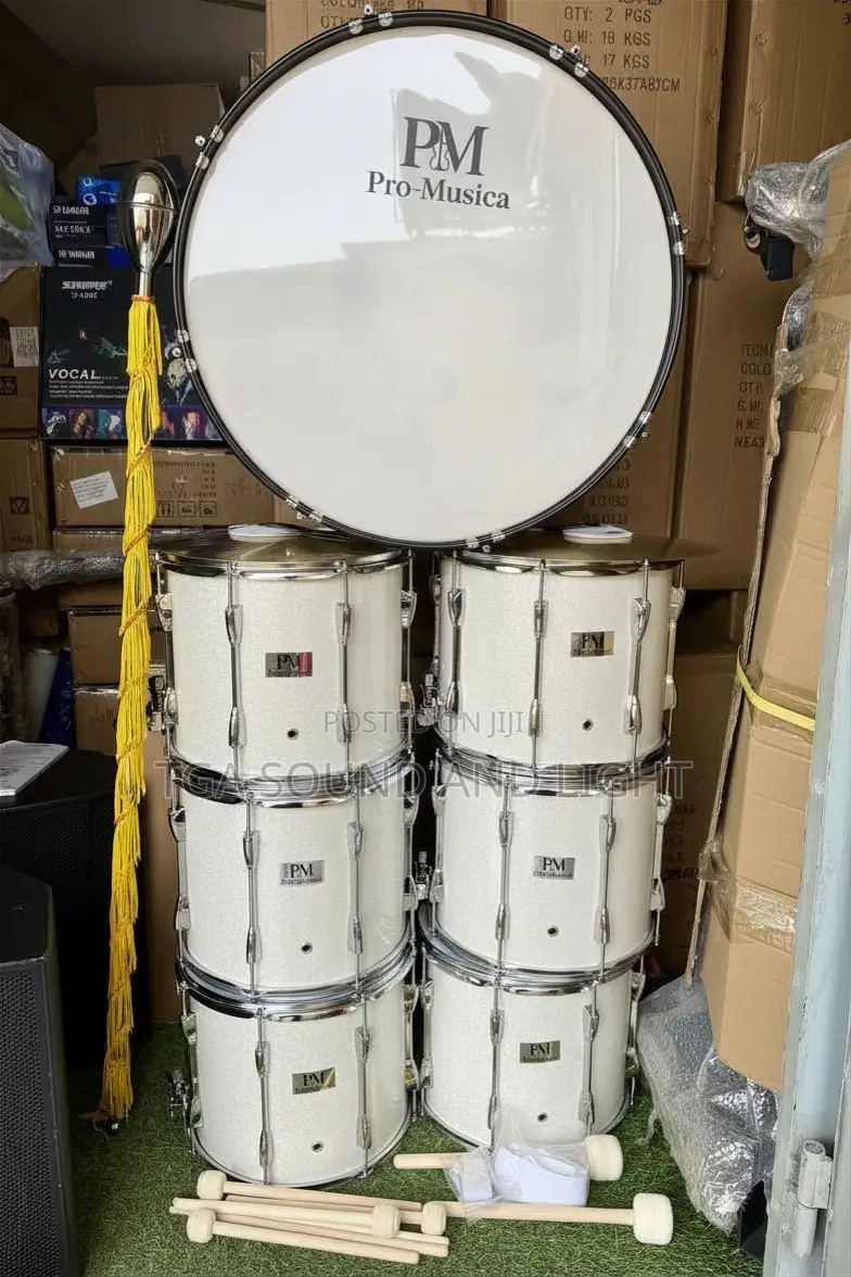 Pro-Musica 7pcs Marching Drum Set - White