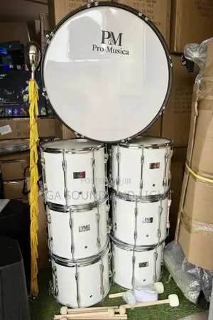 Pro-Musica 7pcs Marching Drum Set - White