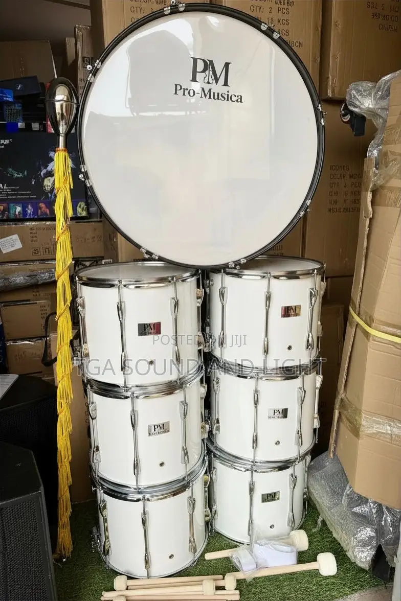 Pro-Musica 7pcs Marching Drum Set - White