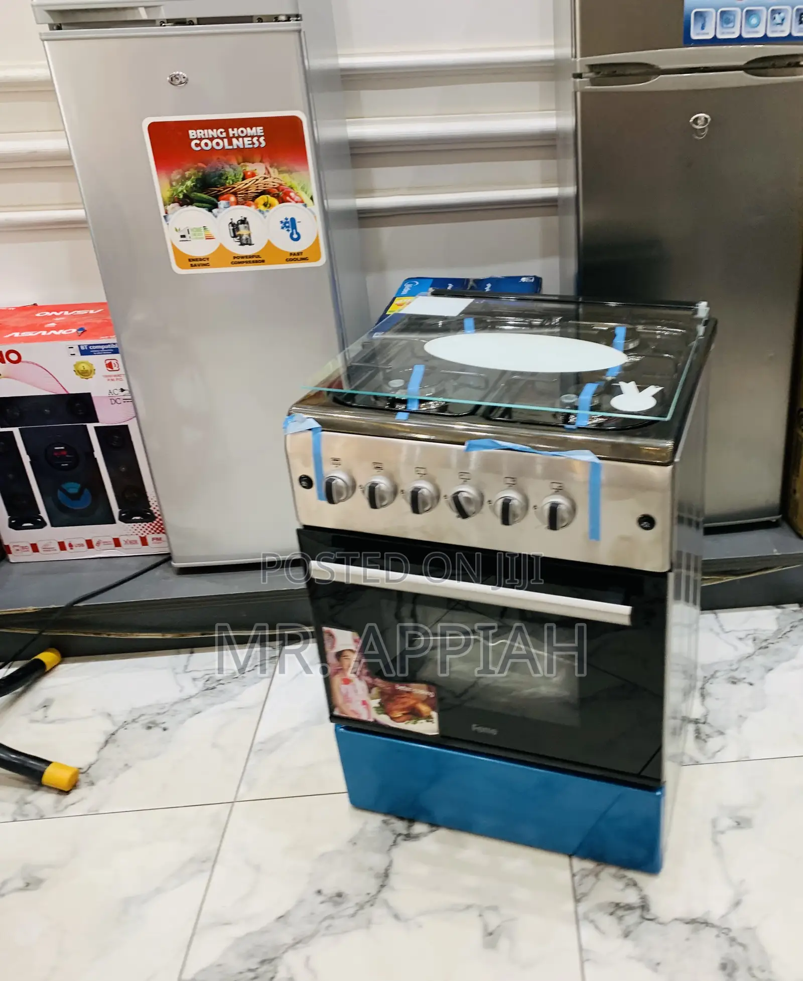 Unique Ferre 60x60cm Freestanding 4 Gas Burner With Oven Grill.