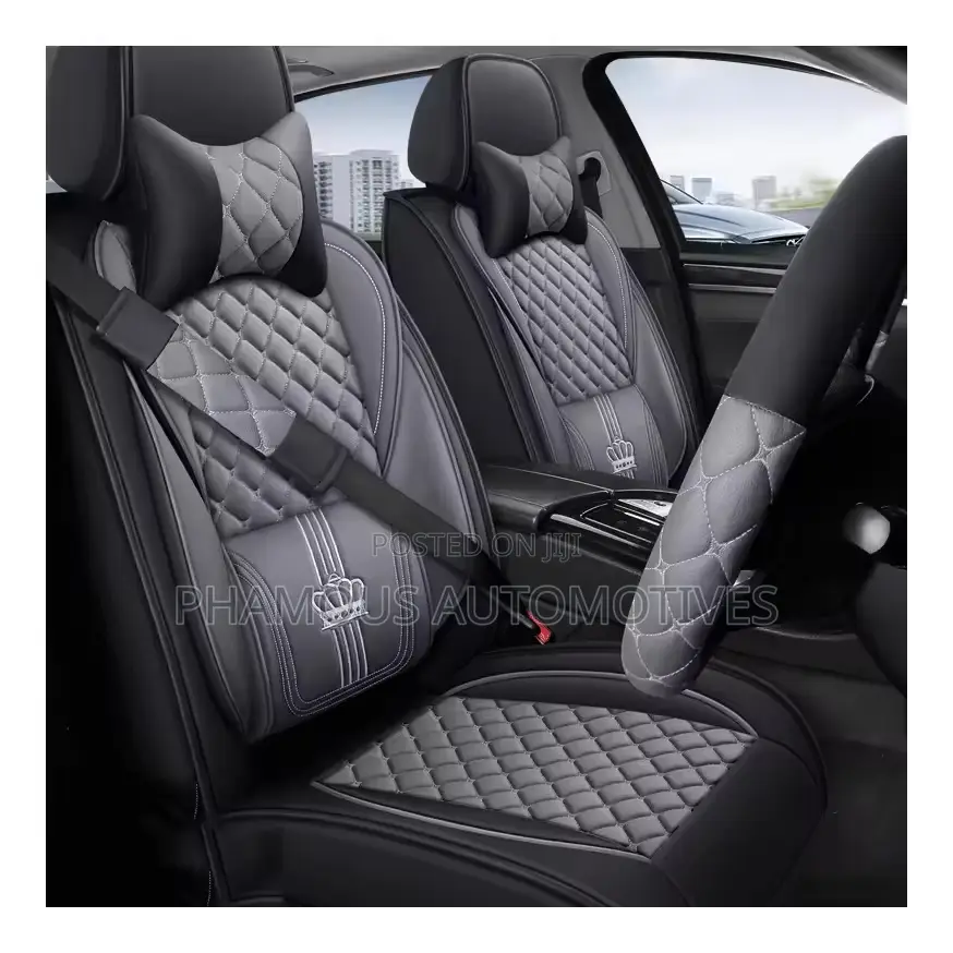 Faux Leather Universal Seat Cover Gray Black
