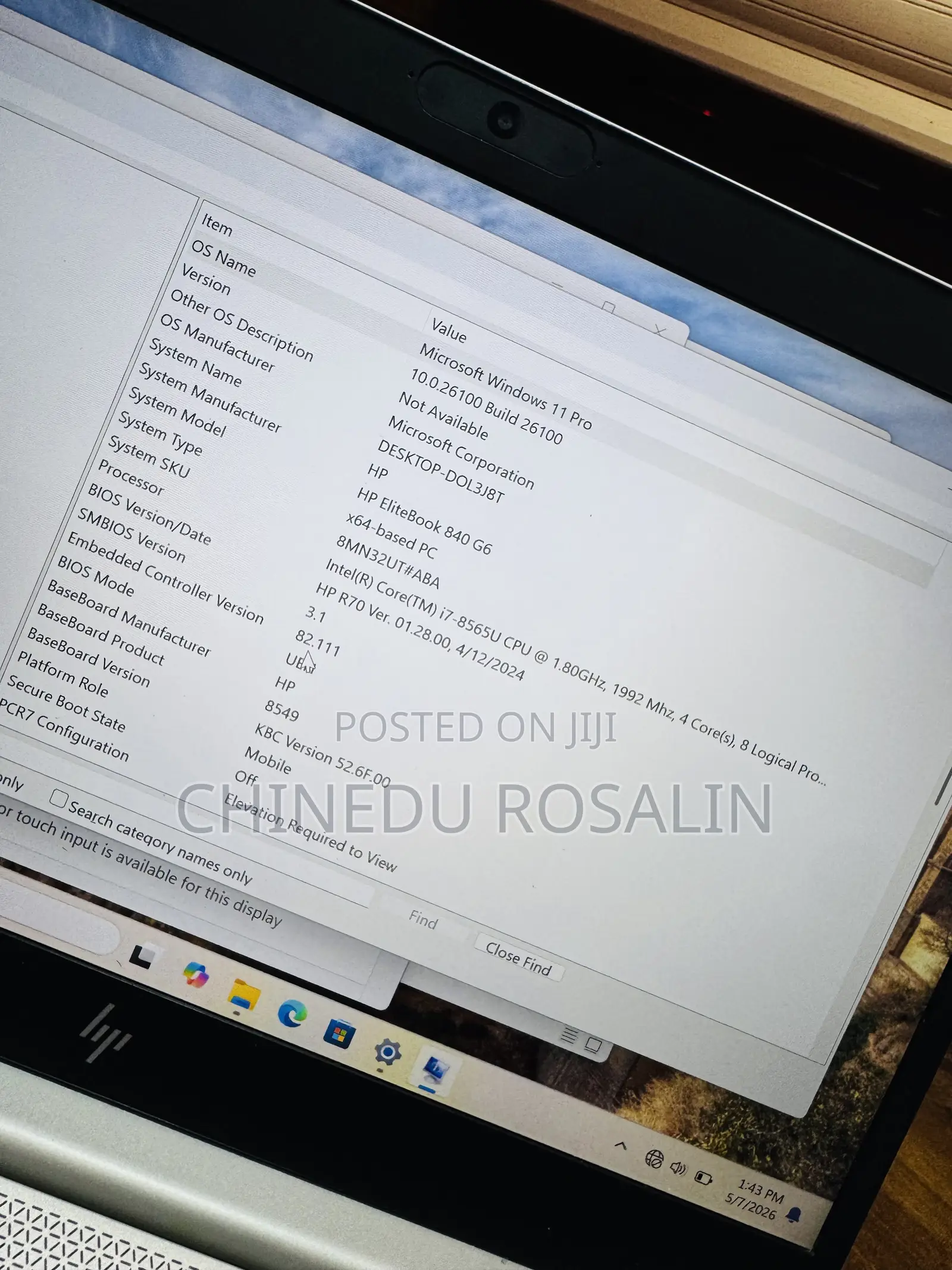 Laptop HP EliteBook 840 G6 16GB Intel Core i7 SSD 256GB