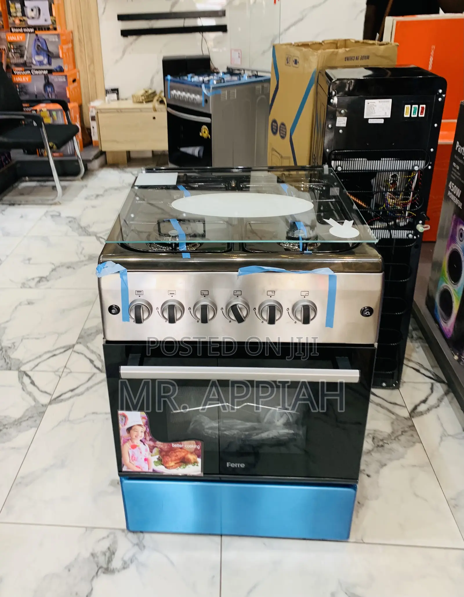 Ferre 60x60 Freestanding 4 Gas Burner With Oven Grill(Gray)